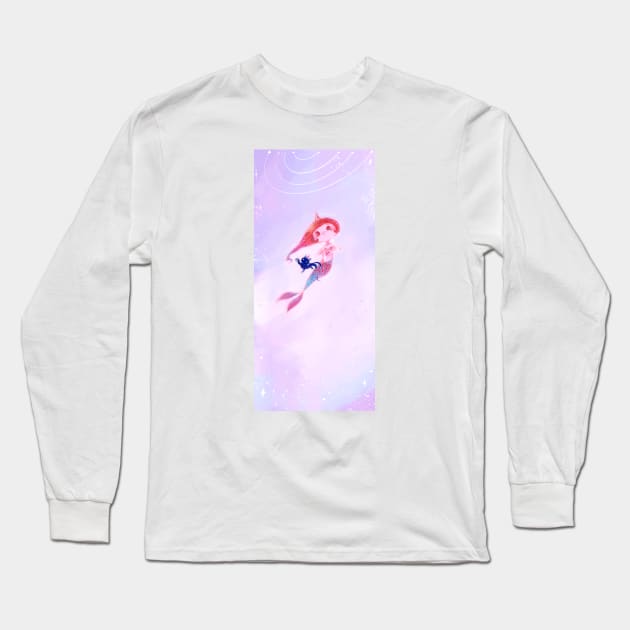 Baby Mermaid Long Sleeve T-Shirt by Miya Gu Art